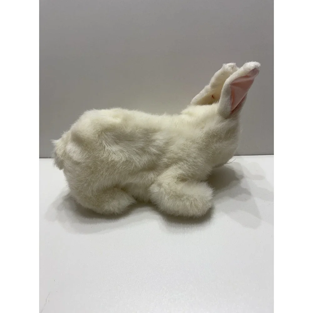 Vintage Ty 1997 Bows White Bunny Rabbit Pink Ears Plush Stuffed Animal‎ with Tag